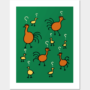 Questionable Chickens - Cute Funny Cartoon Chicken Design Posters and Art
